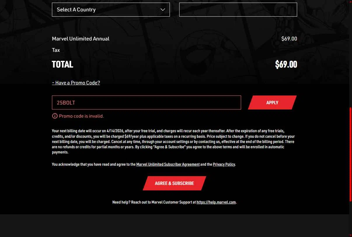 Verification screenshot for 25% Off Storewide at Marvel Unlimited - 3mo ago