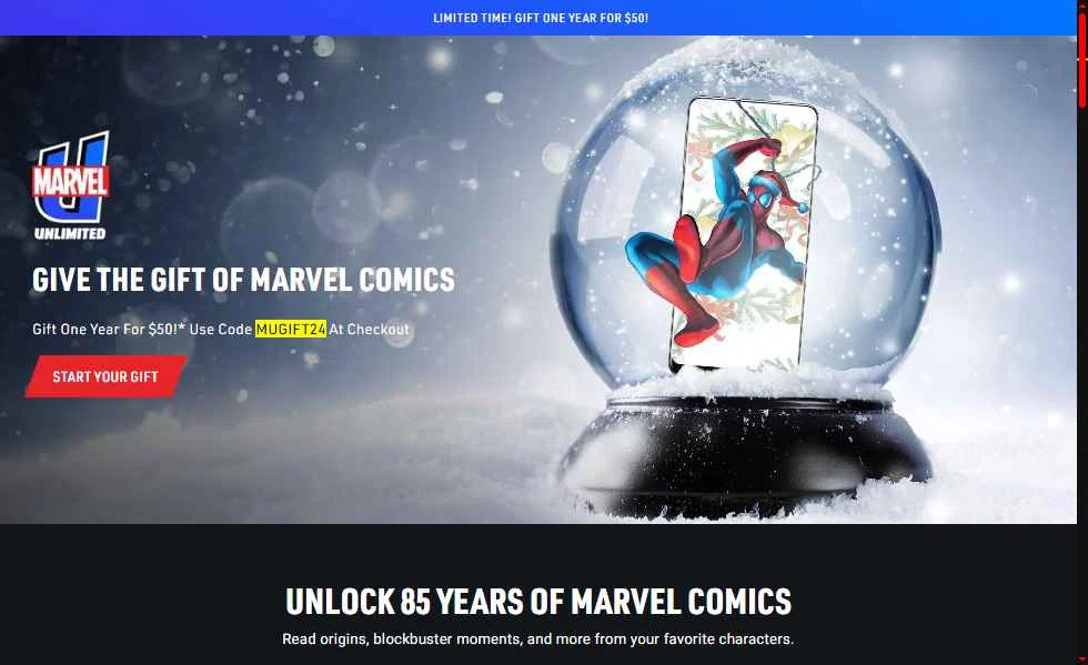 Verification screenshot for For Only $50 Select Items (members Only) at Marvel Unlimited - 26d ago