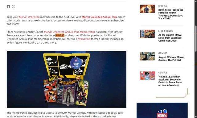 Marvel Unlimited checkout page showing Marvel Unlimited promo code box | Screenshot taken by SimplyCodes community member on Aug 23, 2025