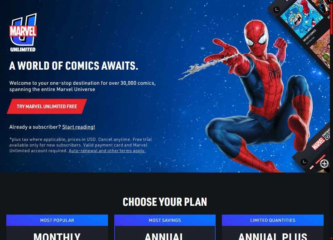 Marvel Unlimited checkout page showing Marvel Unlimited promo code box | Screenshot taken by SimplyCodes community member on Feb 12, 2026