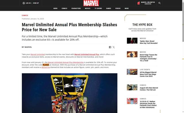 Marvel Unlimited checkout page showing Marvel Unlimited promo code box | Screenshot taken by SimplyCodes community member on Aug 18, 2025