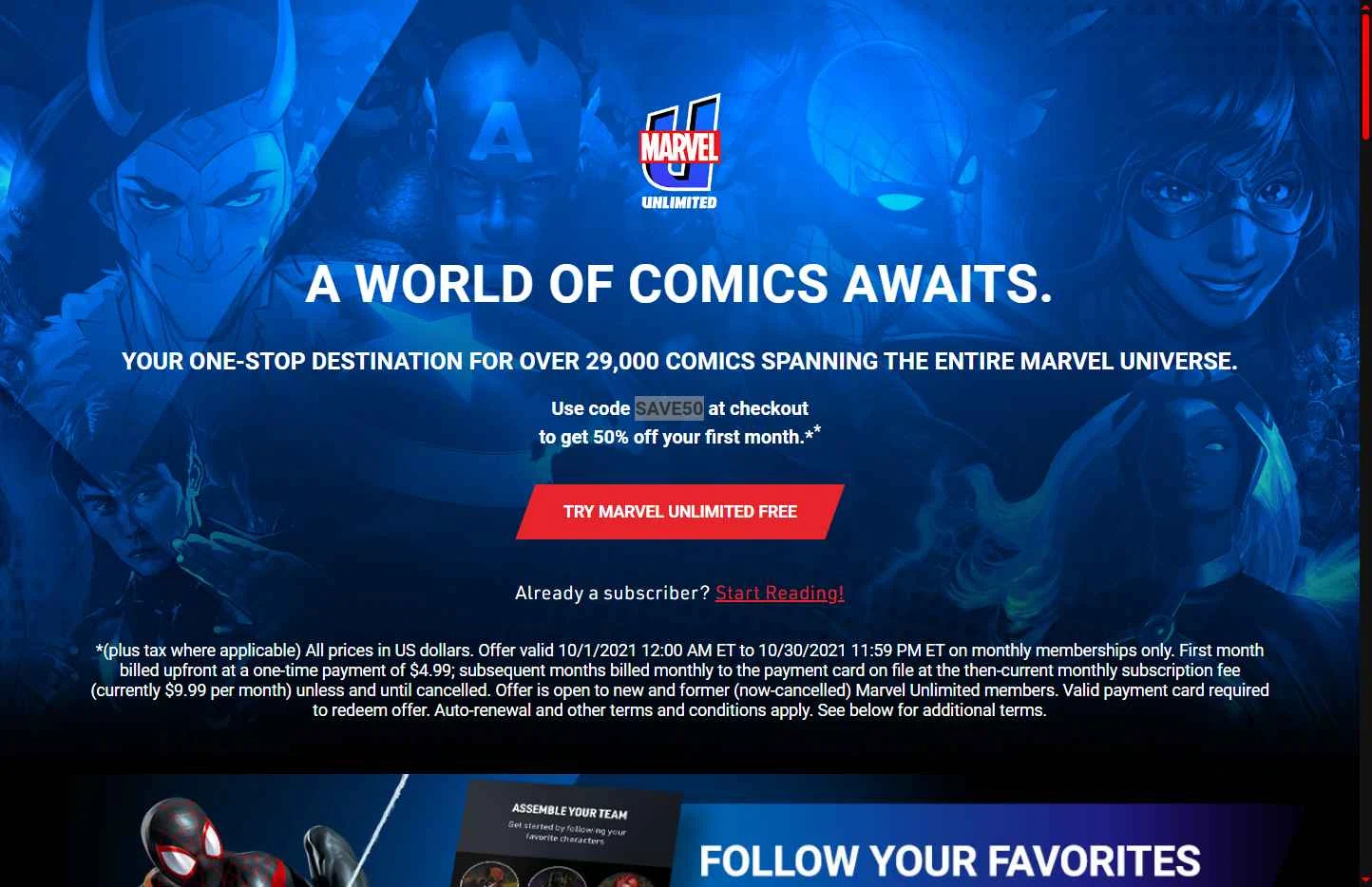 Marvel Unlimited checkout page showing Marvel Unlimited promo code box | Screenshot taken by SimplyCodes community member on Jan 18, 2026