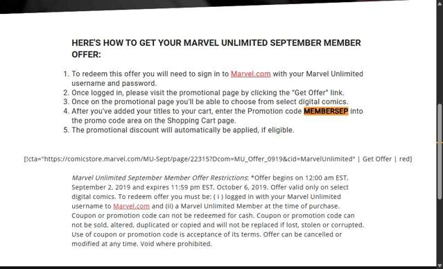 Marvel Unlimited checkout page showing Marvel Unlimited promo code box | Screenshot taken by SimplyCodes community member on Sep 15, 2025