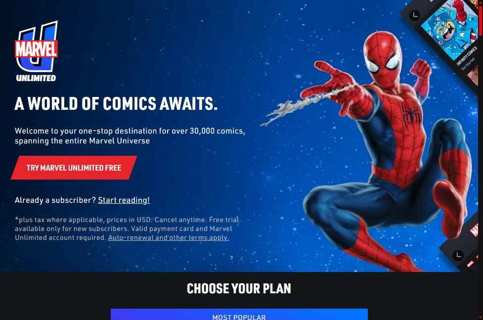 Marvel Unlimited checkout page showing Marvel Unlimited promo code box | Screenshot taken by SimplyCodes community member on Feb 5, 2026