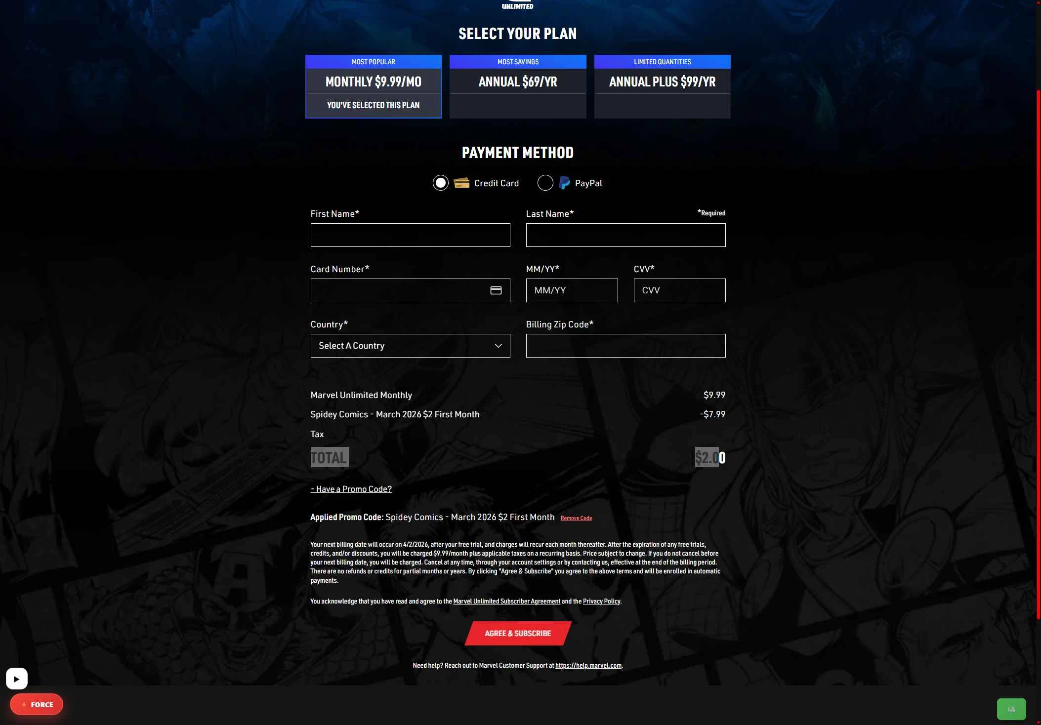 Verification screenshot for $8 Off Select Items at Marvel Unlimited - 3mo ago