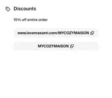 MYCOZYMAISON coupon verification screenshot