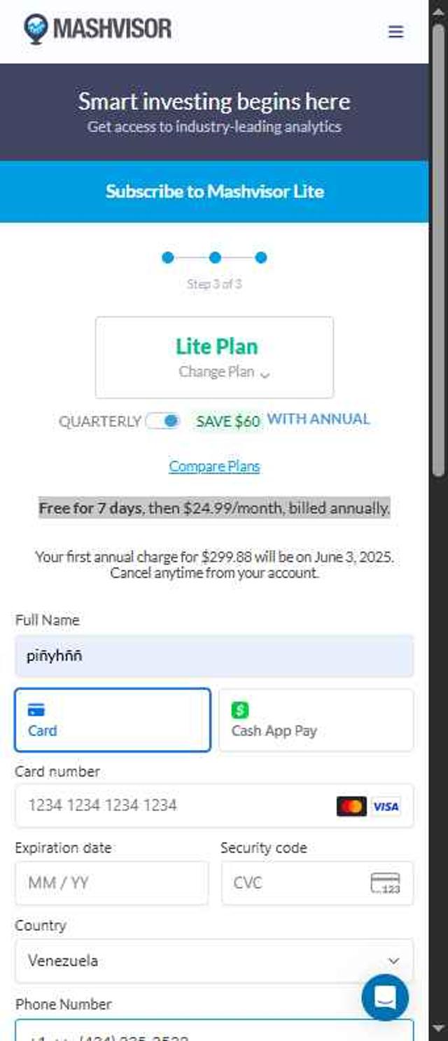 Mashvisor checkout page showing Mashvisor promo code box | Screenshot taken by SimplyCodes community member on May 26, 2025