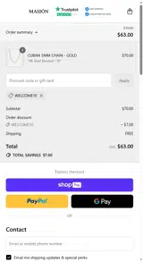 WELCOME10 coupon verification screenshot
