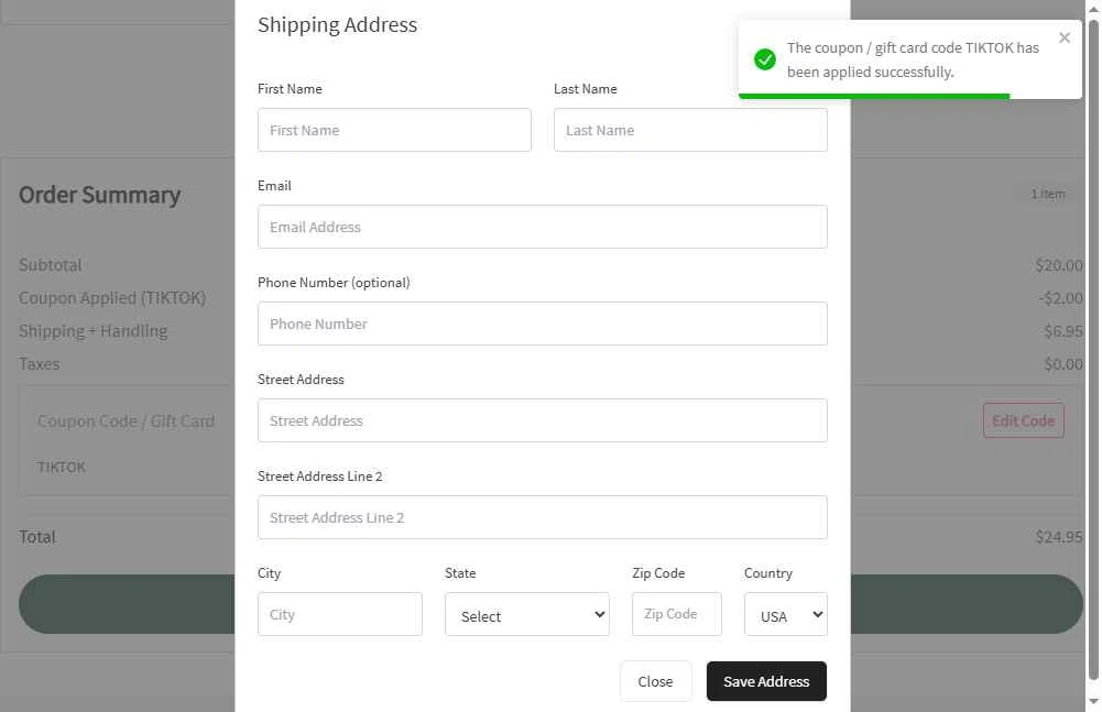 Mason + Grace Boutique checkout page showing Mason + Grace Boutique coupon code box | Screenshot taken by SimplyCodes community member on Jun 12, 2025