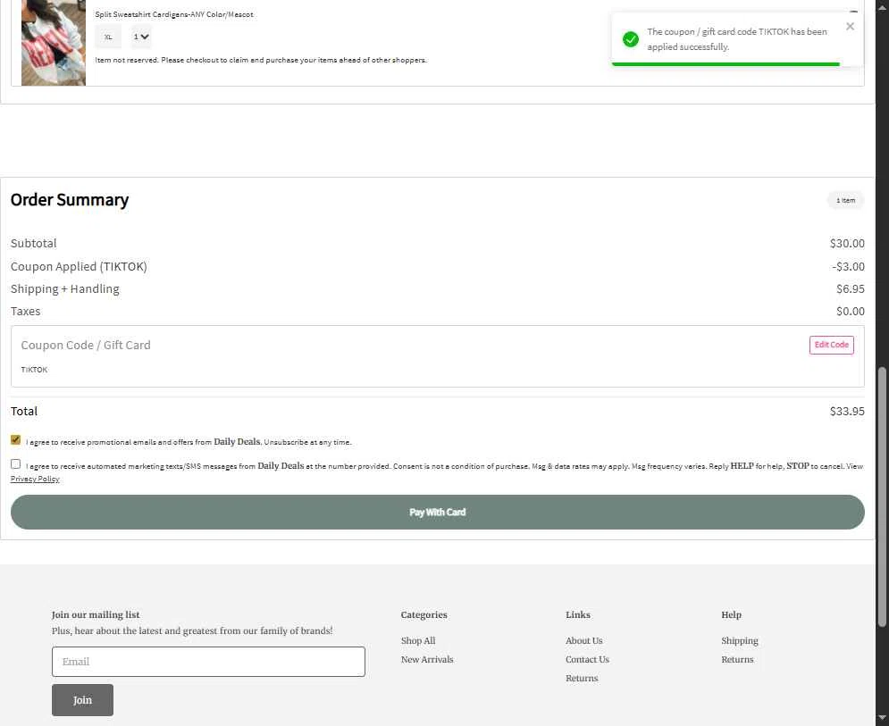 Mason + Grace Boutique checkout page showing Mason + Grace Boutique coupon code box | Screenshot taken by SimplyCodes community member on Dec 29, 2025