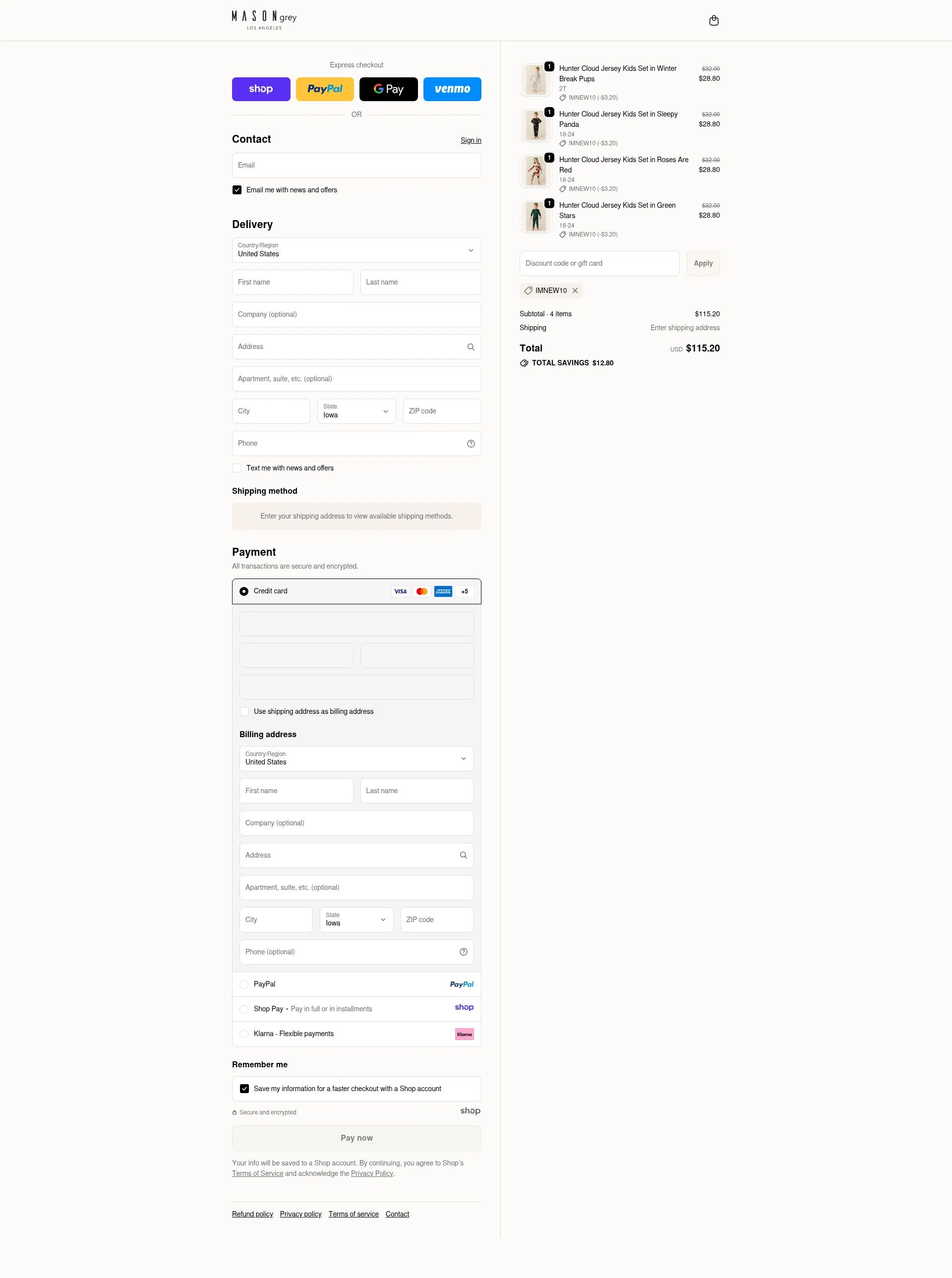 MASON GREY checkout page showing MASON GREY promo code box | Screenshot taken by SimplyCodes community member on Dec 1, 2025