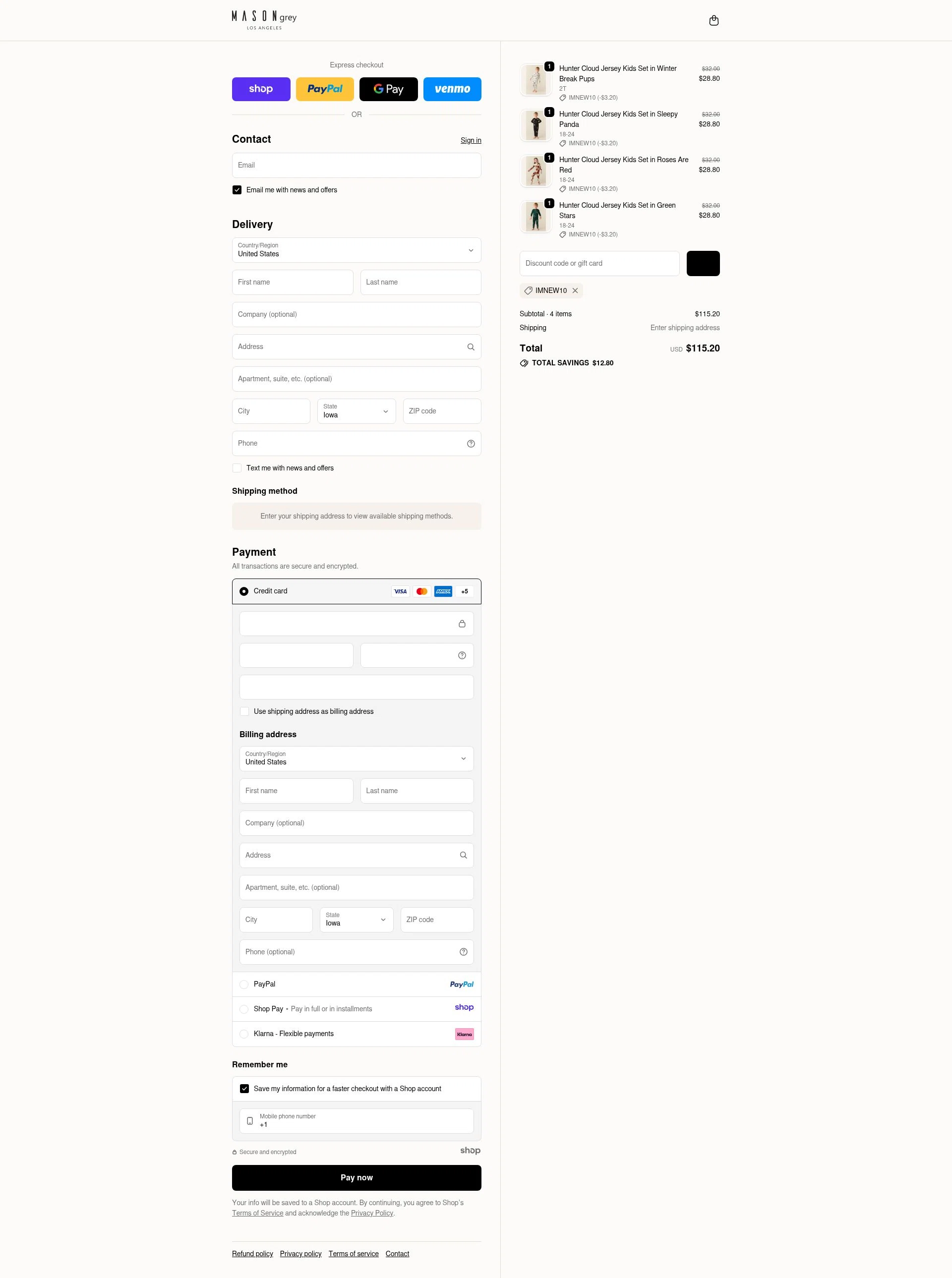 MASON GREY checkout page showing MASON GREY promo code box | Screenshot taken by SimplyCodes community member on Nov 26, 2025