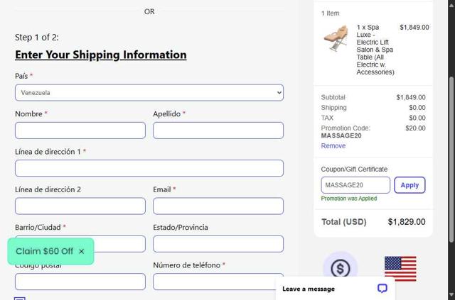 Massage Tools checkout page showing Massage Tools coupon code box | Screenshot taken by SimplyCodes community member on Sep 11, 2025