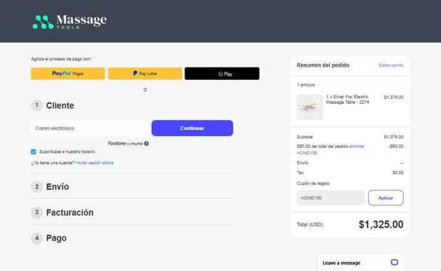Massage Tools checkout page showing Massage Tools coupon code box | Screenshot taken by SimplyCodes community member on Aug 18, 2025