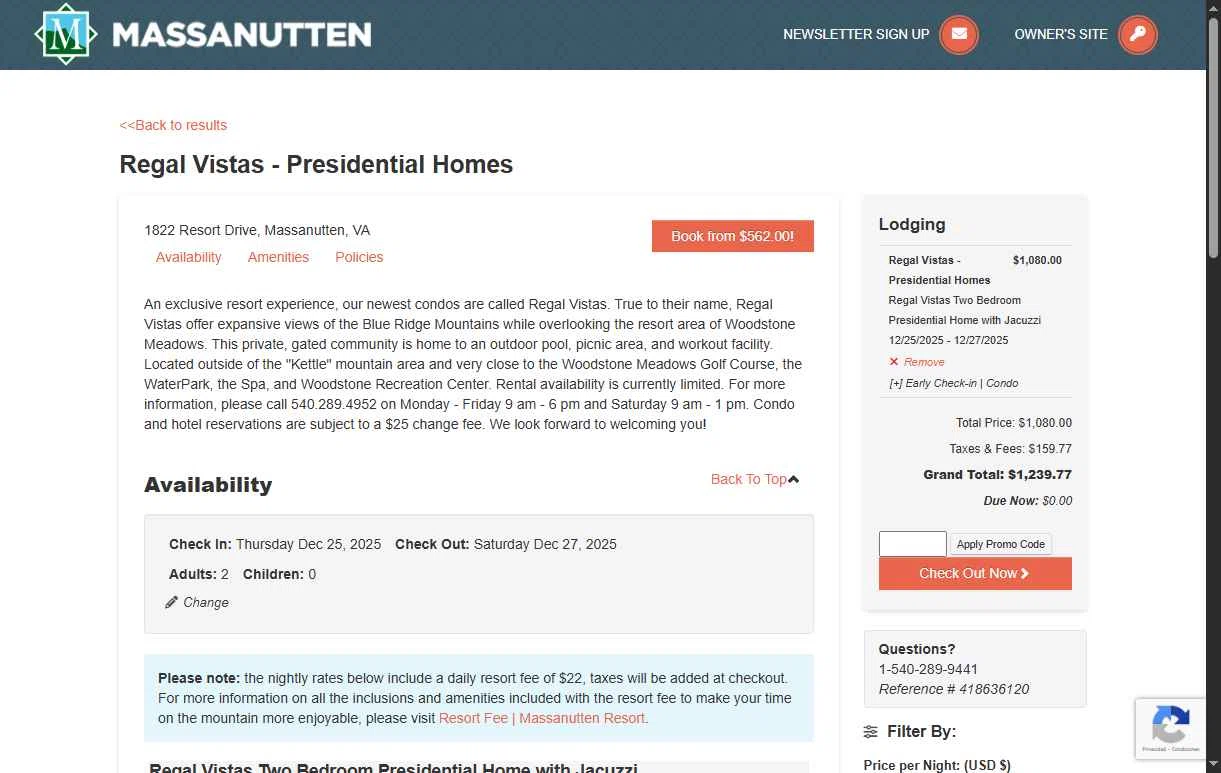 Massanutten Resort checkout page showing Massanutten Resort promo code box | Screenshot taken by SimplyCodes community member on Dec 23, 2025