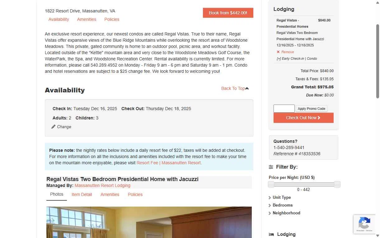 Massanutten Resort checkout page showing Massanutten Resort promo code box | Screenshot taken by SimplyCodes community member on Dec 14, 2025