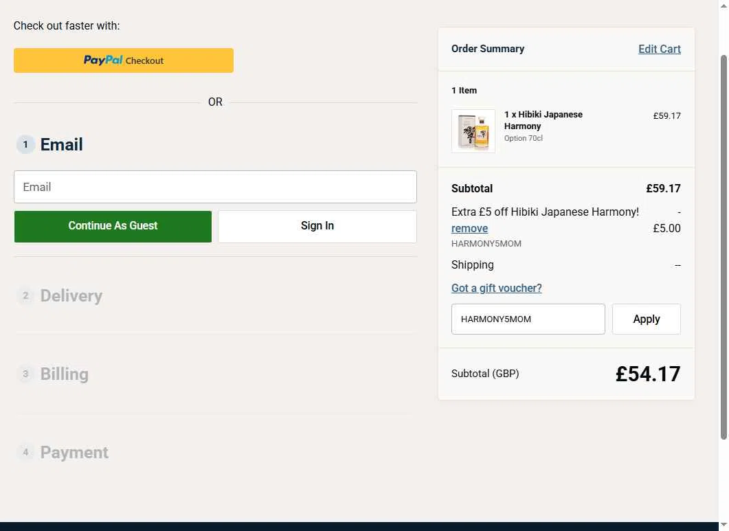 Master of Malt checkout page showing Master of Malt discount code box | Screenshot taken by SimplyCodes community member on Dec 1, 2025