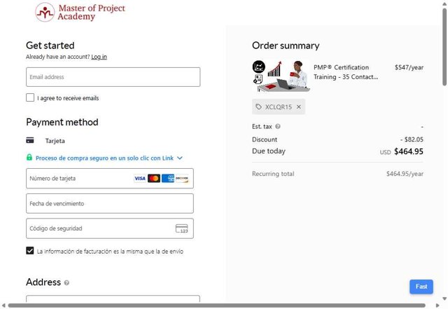 Master of Project Academy checkout page showing Master of Project Academy promo code box | Screenshot taken by SimplyCodes community member on Jul 12, 2025