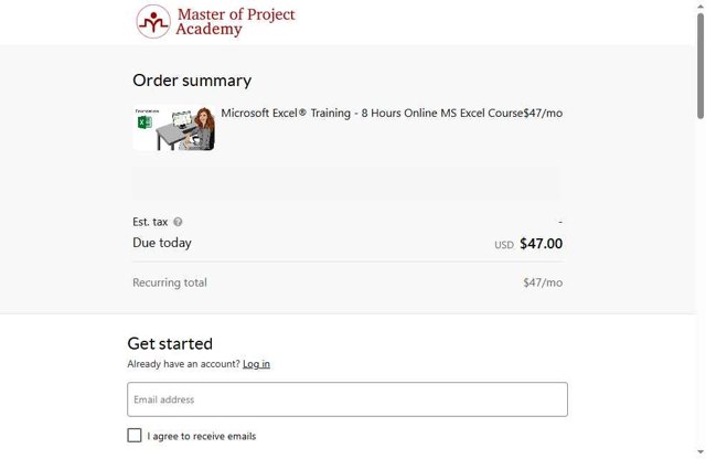 Master of Project Academy checkout page showing Master of Project Academy promo code box | Screenshot taken by SimplyCodes community member on Jul 2, 2025