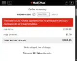 Mat&Max coupon verification screenshot