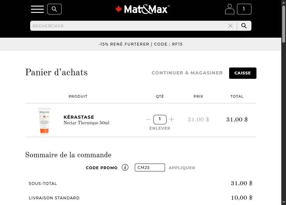 Mat&Max checkout page showing Mat&Max promo code box | Screenshot taken by SimplyCodes community member on Dec 1, 2025