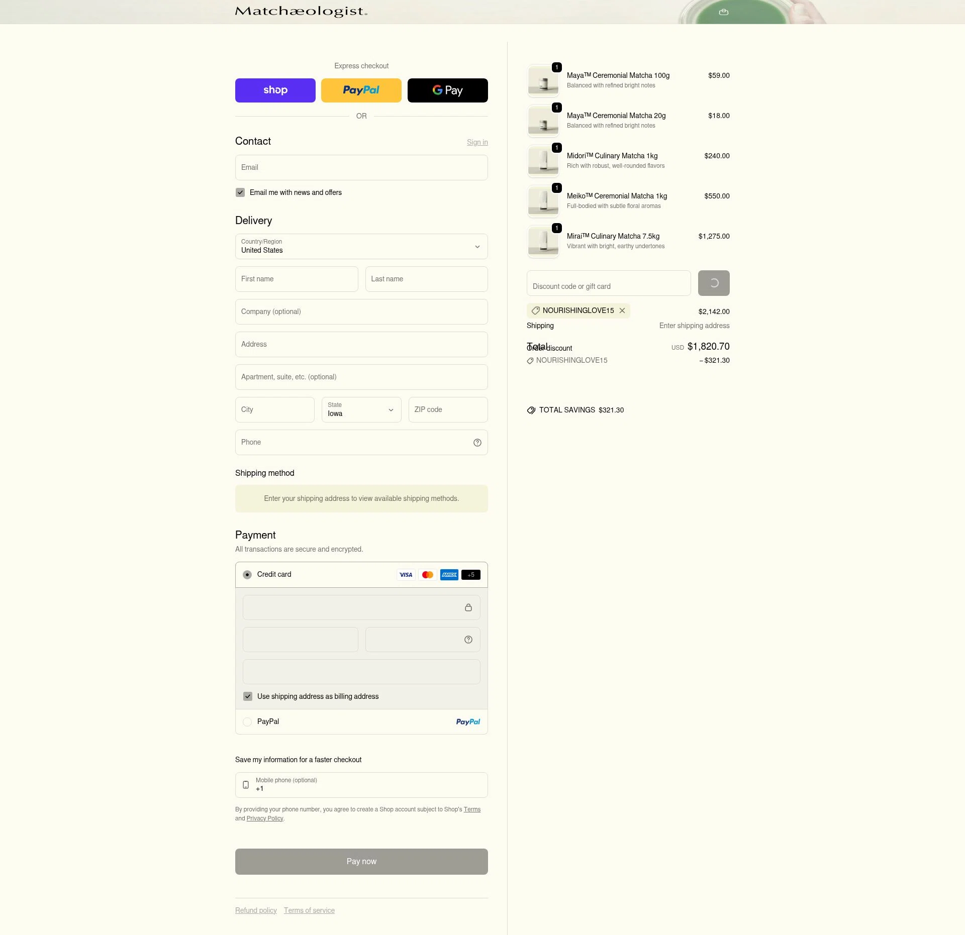 Matchaeologist checkout page showing Matchaeologist discount code box | Screenshot taken by SimplyCodes community member on Feb 4, 2026