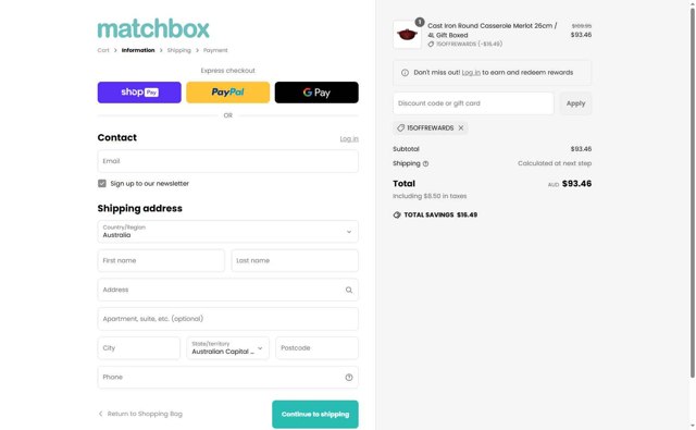 Matchbox checkout page showing Matchbox promo code box | Screenshot taken by SimplyCodes community member on May 8, 2025