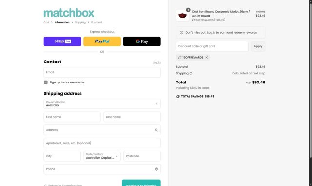 Matchbox checkout page showing Matchbox promo code box | Screenshot taken by SimplyCodes community member on May 8, 2025