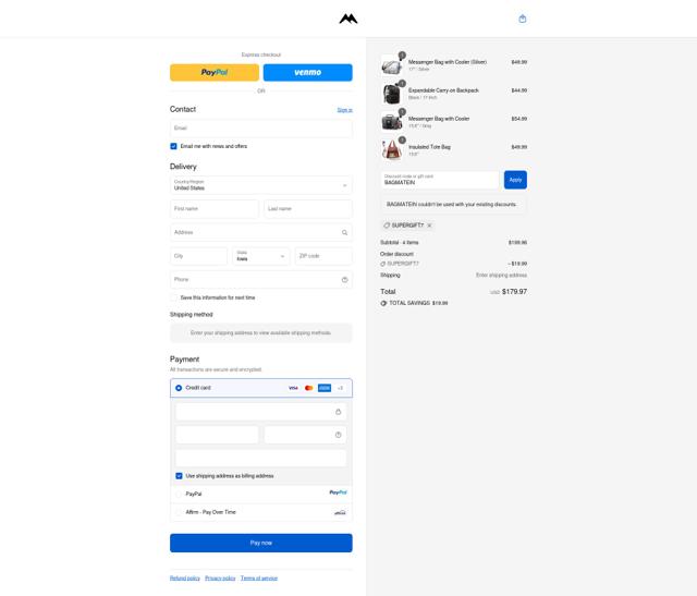 Matein checkout page showing Matein discount code box | Screenshot taken by SimplyCodes community member on Sep 9, 2025