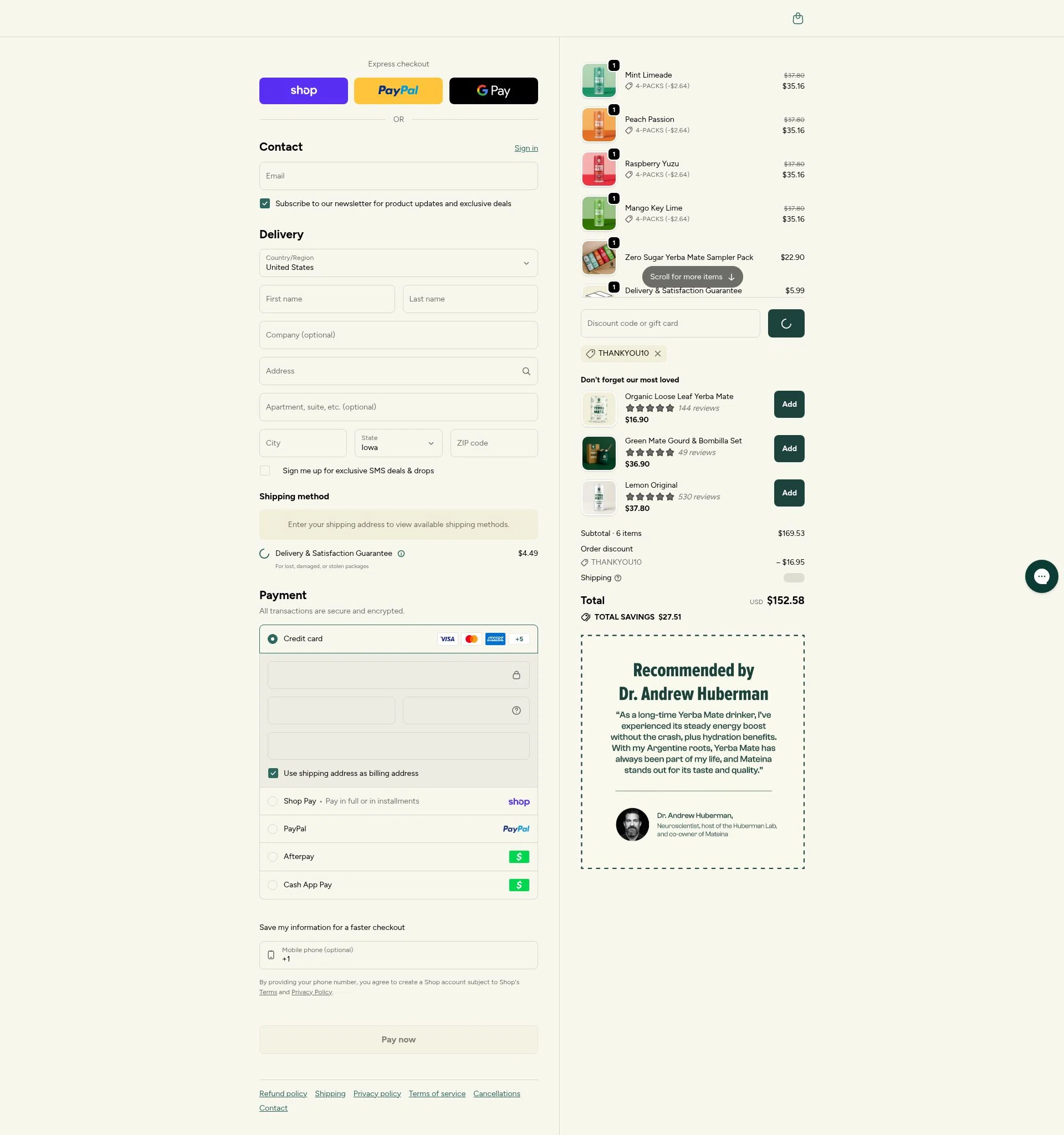 Mateina US checkout page showing Mateina US promo code box | Screenshot taken by SimplyCodes community member on Feb 5, 2026