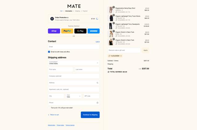 MATE the Label checkout page showing MATE the Label discount code box | Screenshot taken by SimplyCodes community member on Sep 7, 2025
