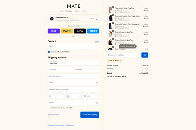 MATE the Label checkout page showing MATE the Label discount code box | Screenshot taken by SimplyCodes community member on Sep 7, 2025