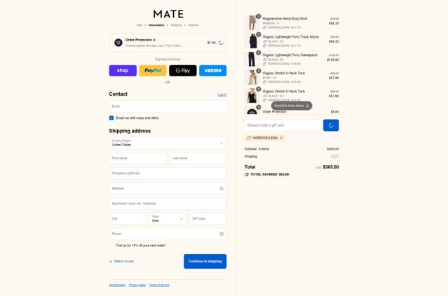 MATE the Label checkout page showing MATE the Label discount code box | Screenshot taken by SimplyCodes community member on Sep 7, 2025
