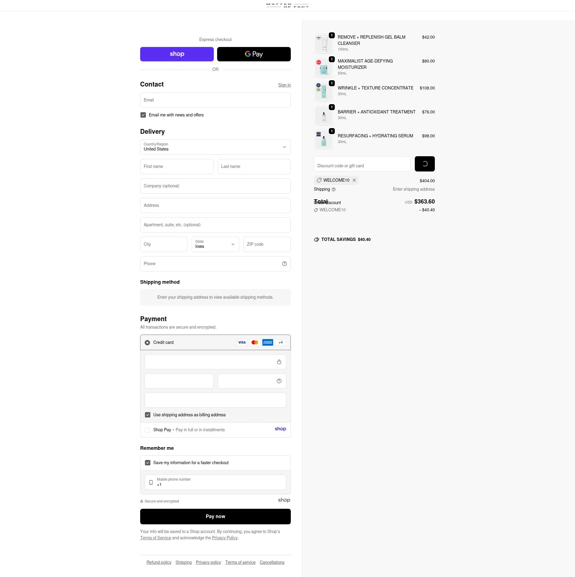 Matter Of Fact checkout page showing Matter Of Fact promo code box | Screenshot taken by SimplyCodes community member on Dec 28, 2025