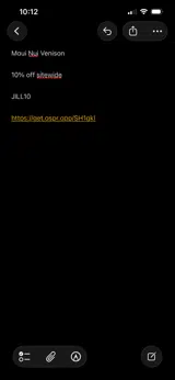 Maui Nui Venison coupon verification screenshot