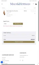 Maus & Hoffman coupon verification screenshot