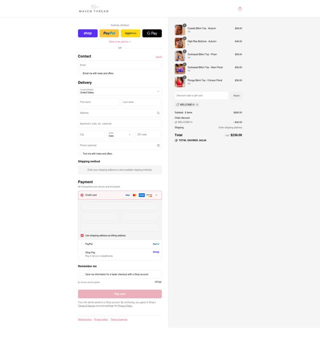 Maven Thread checkout page showing Maven Thread discount code box | Screenshot taken by SimplyCodes community member on Sep 8, 2025