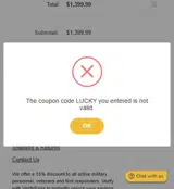 LUCKY coupon verification screenshot