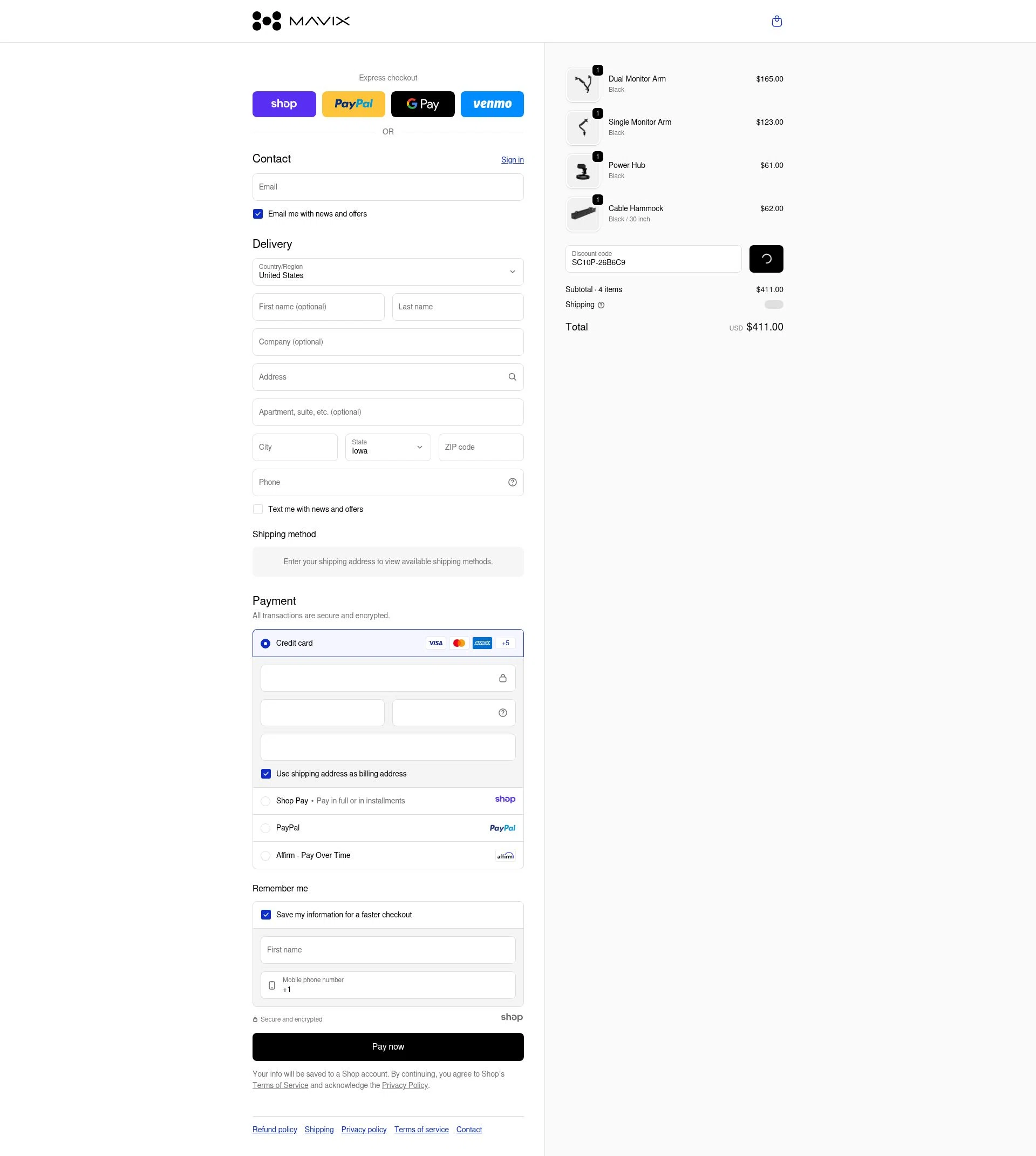 Mavix checkout page showing Mavix discount code box | Screenshot taken by SimplyCodes community member on Dec 29, 2025