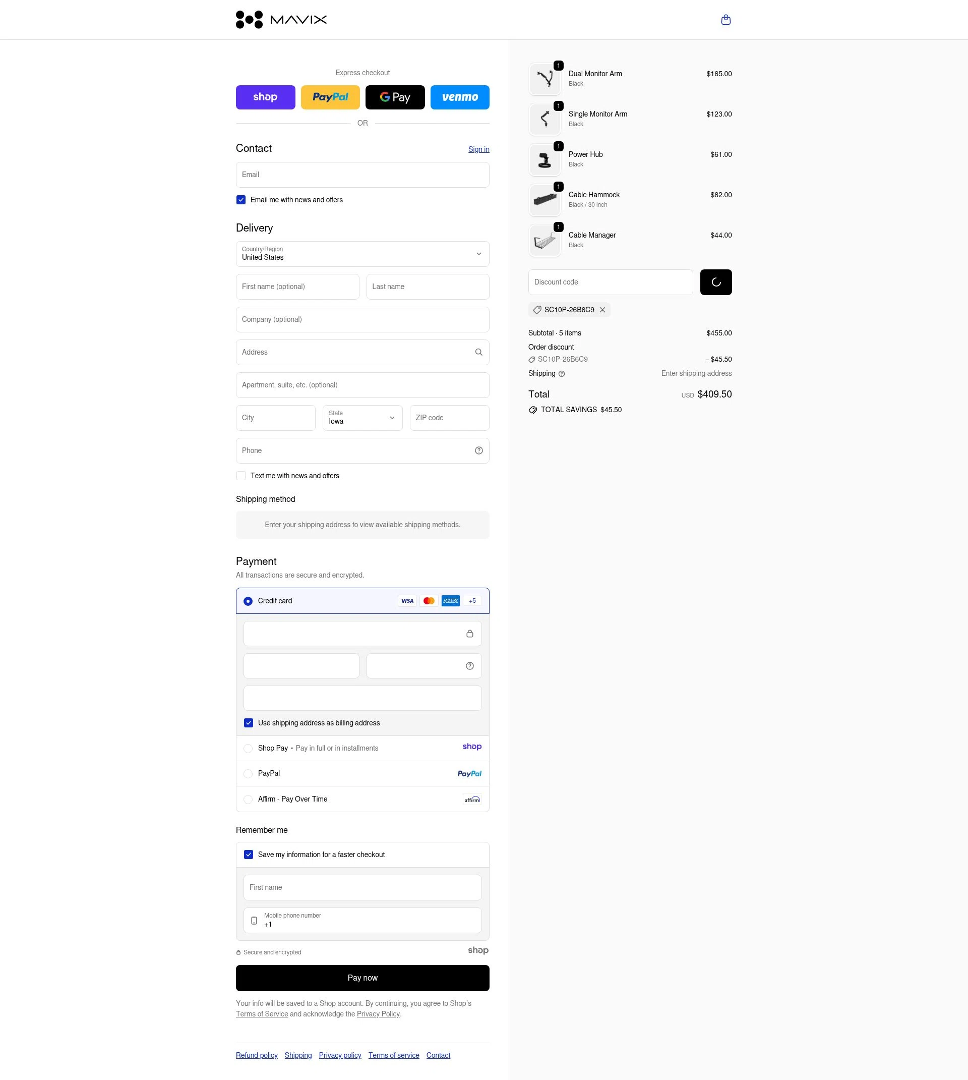 Mavix checkout page showing Mavix discount code box | Screenshot taken by SimplyCodes community member on Jan 3, 2026