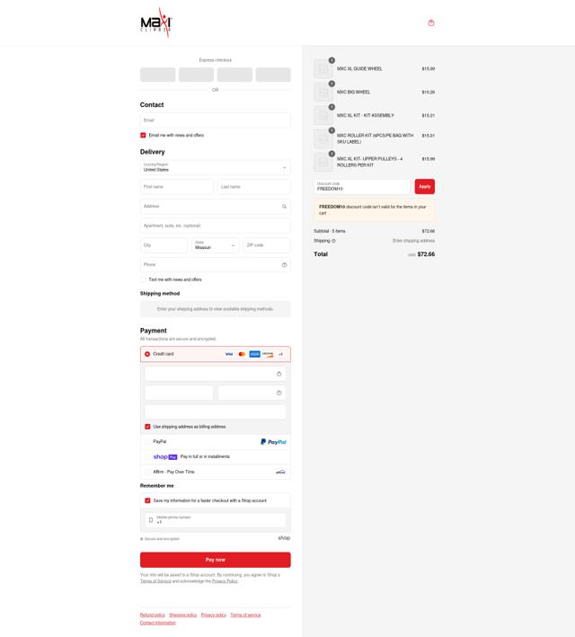 MaxiClimber checkout page showing MaxiClimber discount code box | Screenshot taken by SimplyCodes community member on Jun 29, 2025