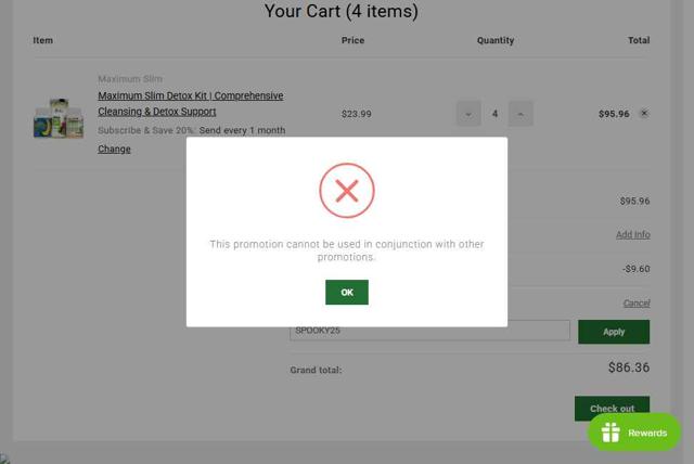 Maximum Slim checkout page showing Maximum Slim coupon code box | Screenshot taken by SimplyCodes community member on Aug 16, 2025