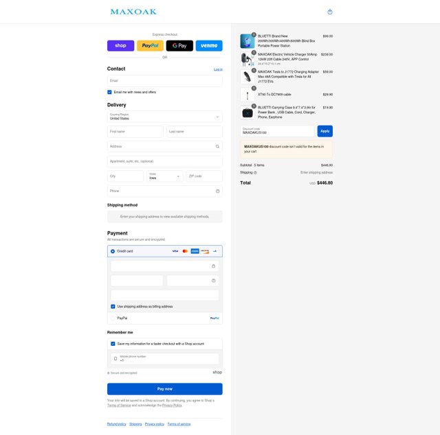 Maxoak checkout page showing Maxoak discount code box | Screenshot taken by SimplyCodes community member on Sep 2, 2025