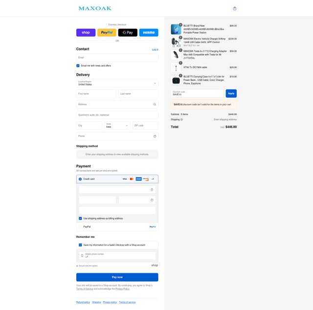 Maxoak checkout page showing Maxoak discount code box | Screenshot taken by SimplyCodes community member on Sep 2, 2025