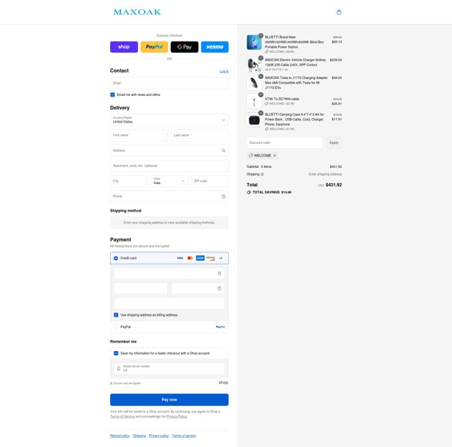 Maxoak checkout page showing Maxoak discount code box | Screenshot taken by SimplyCodes community member on Sep 2, 2025