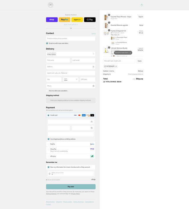 Mayu Water checkout page showing Mayu Water discount code box | Screenshot taken by SimplyCodes community member on Sep 4, 2025