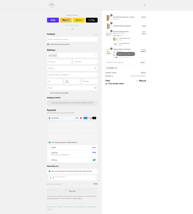 Mayu Water checkout page showing Mayu Water discount code box | Screenshot taken by SimplyCodes community member on Sep 4, 2025
