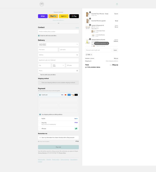 Mayu Water checkout page showing Mayu Water discount code box | Screenshot taken by SimplyCodes community member on Sep 4, 2025