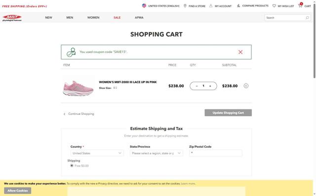 MBT checkout page showing MBT coupon code box | Screenshot taken by SimplyCodes community member on Aug 21, 2025