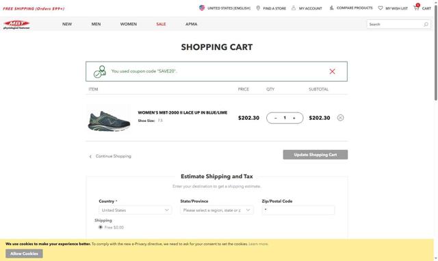 MBT checkout page showing MBT coupon code box | Screenshot taken by SimplyCodes community member on Sep 6, 2025